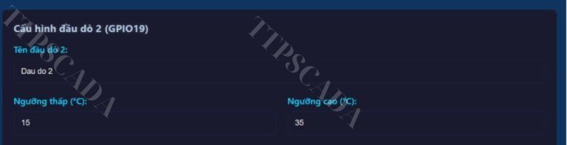Cài đặt các thông số cho đầu dò nhiệt độ số 2